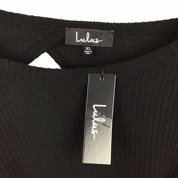 Lulus Jack of All Trades Black Waffle Knit Backless Top Boat Neck Oversize XL - Picture 6 of 6